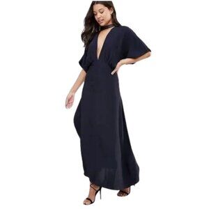 NWT Foxiedox Womens Size XL Navy Blue Jasmine Choker Collar Maxi Dress NEW
